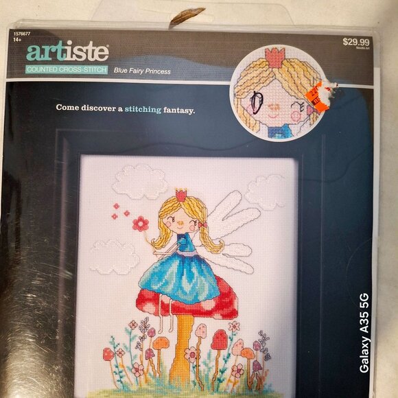 Artiste Counted Cross-Stitch Kit "Blue Fairy Princess" 8"x9.875" Easy-To-Read Ch - Picture 4 of 7
